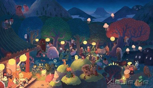 复古而温馨的插画